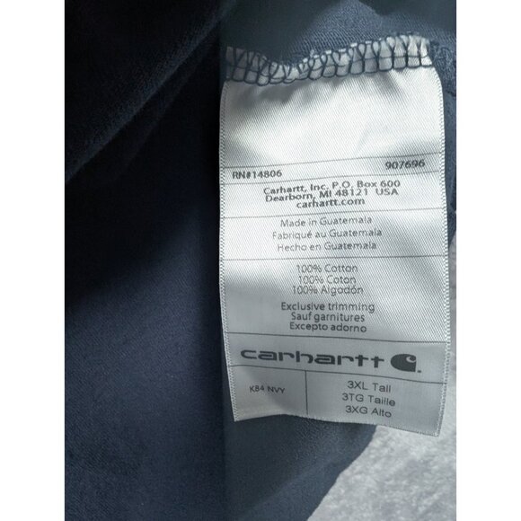 Carhartt Henley Shirt Mens Size 3XL Tall Blue Loose Fit Chore Rugged Tuff Work - Picture 7 of 10